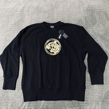 NWT Roberto Just Cavalli Tiger Print Logo Black/Gold Crewneck Sweatshirt Sz M