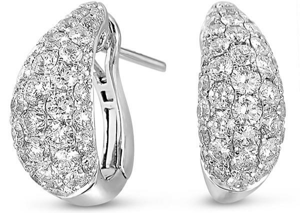 FILA LARGE 1.78CT DIAMOND 14KT WHITE G 3D MULTI ROW DOME SHAPE CLIP ON EARRINGS