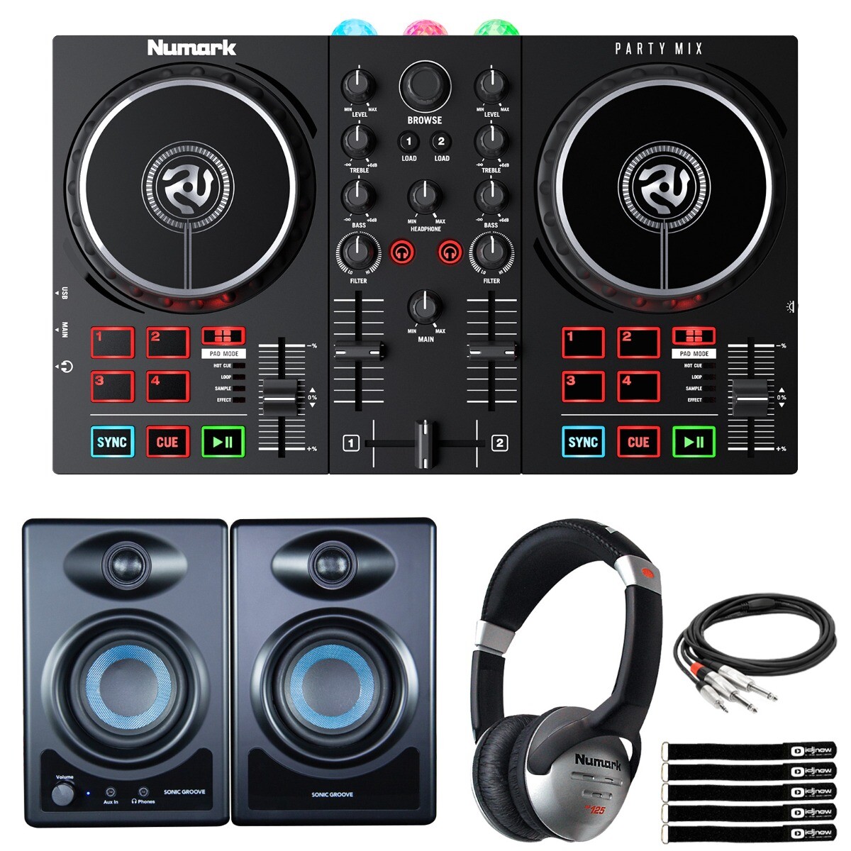Numark Party Mix II DJ Controller with Lightshow + Speakers