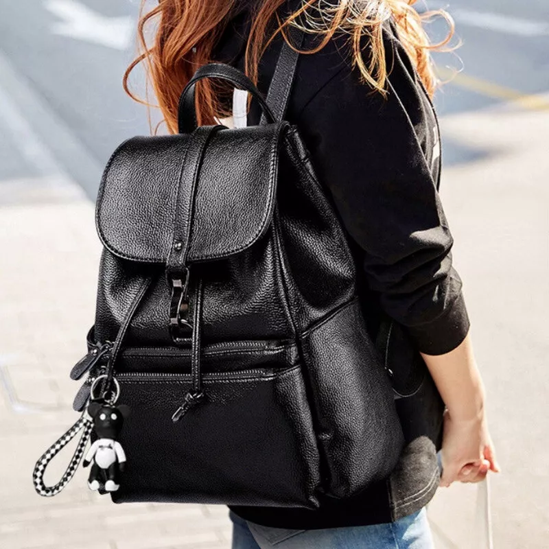 Women PU Leather Backpack Travel Backbag Shoulder Bag Girls