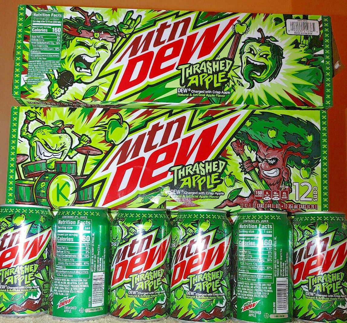 FRESH 12 Pk Mountain Dew Thrashed Apple Soda, 41 OFF