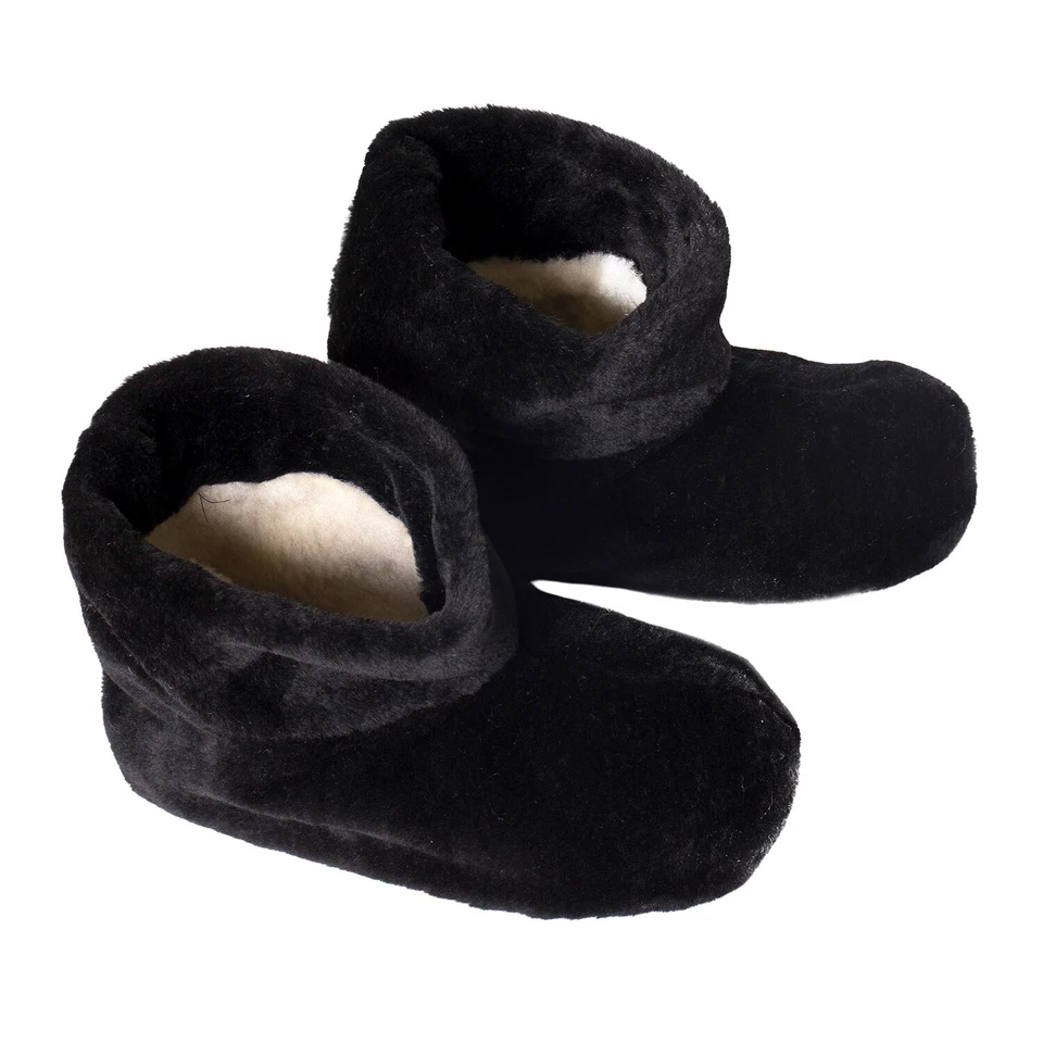 MUJER COLOR LISO NEGRO LANA MERINO ZAPATILLAS BOTAS VALENKI EN TERCIOPELO FELPA Foto 2 de 4