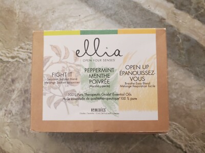 HoMedics Ellia Essential Oil 3-Pack Fight It, Pepperment Menthe Poivree, Open Up