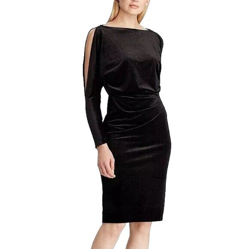 ralph lauren long sleeve black dress Polo Ralph Lauren Velvet Long Sleeve Mini Black Dress Size 8