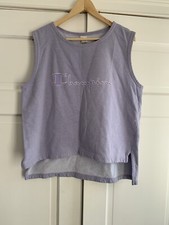 Vintage 80s Champion Spell Out Tank Sweatshirt Oversized Purple RARE Womens Sz L