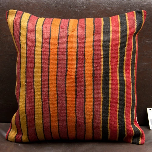 20"x20" 50x50 Hand Woven Turkish Striped Kilim Rug Vintage Pillow Cover Cushion