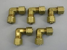 *Lot of 5* Parker Brass Compression Fittings 1/8" Tube 90° Elbow - NEW Surplus!