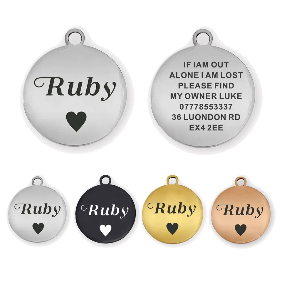 EDSG Personalised Dog Tag Custom ID Name Tag for Dog Cat Pet Engraved Adorable Symbol