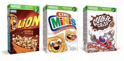 3 qty Nestle Lion Cini Minis & Cookie Crisp Breakfast Cereals Variety Mix