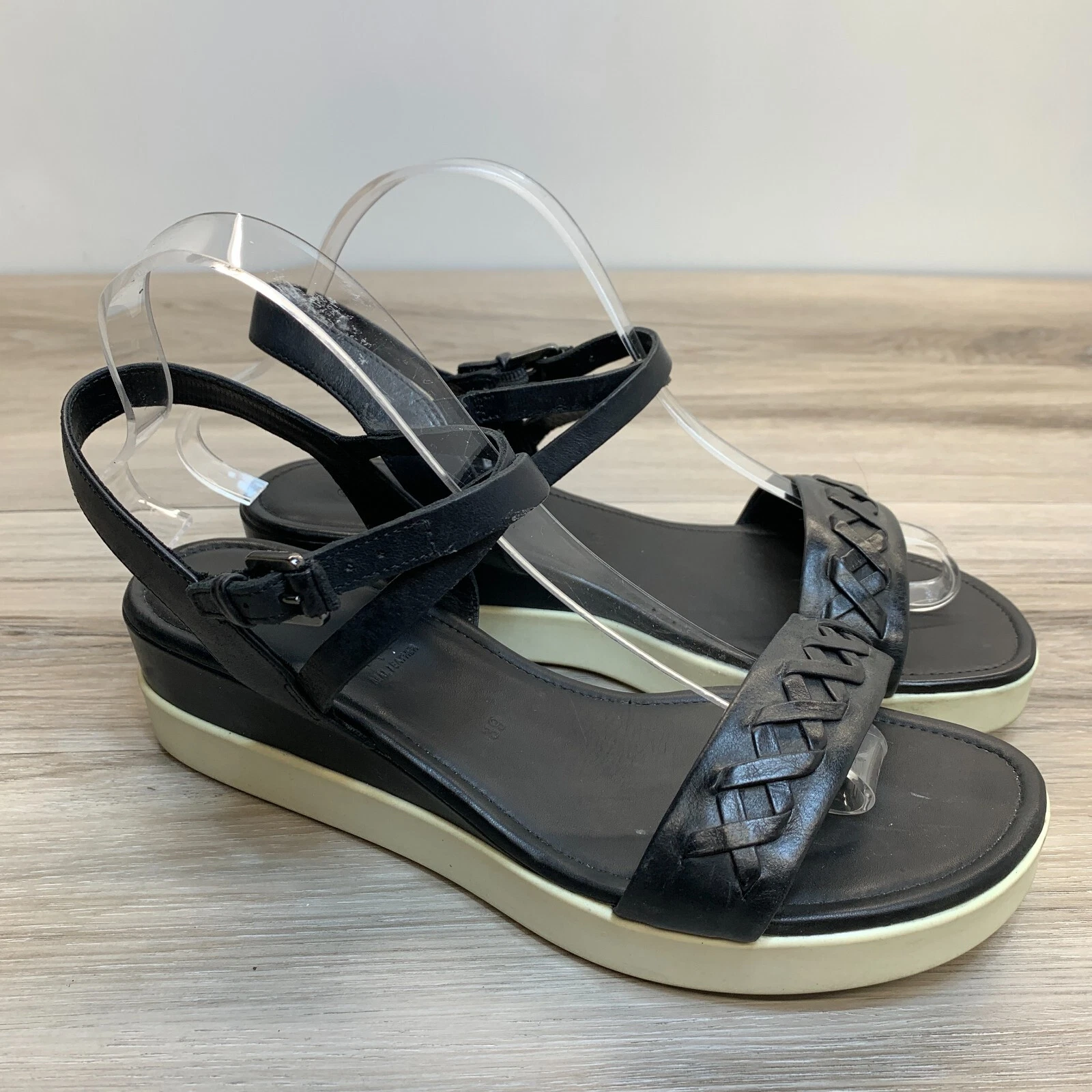 ECCO Touch Sandali Ceppe Intrecciati Donna EU 39 US 8 Scarpe Cinturino in Pelle Nero