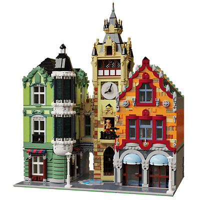 Modular Clock Tower Square mit Interior Building Toys 6800 Stück C4450 Neu