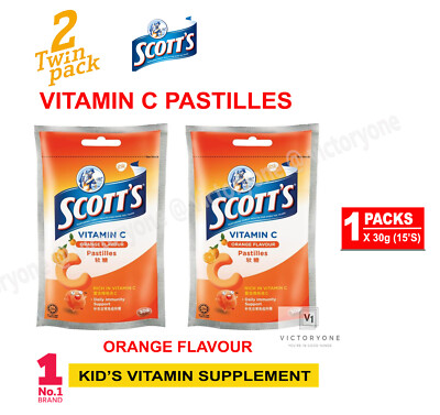 Scott's Vitamins C Pastilles Supplement Kids Orange Flavour Twin