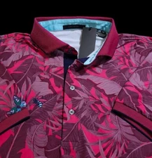 Greyson Golf Lost World Floral Mens Large Short Sleeve Polo Shirt Hawkeye $118