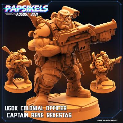 3D Printed Papsikels Cyberpunk Sci-Fi Ugok Colonial Officer Rene Rekestas - 28mm