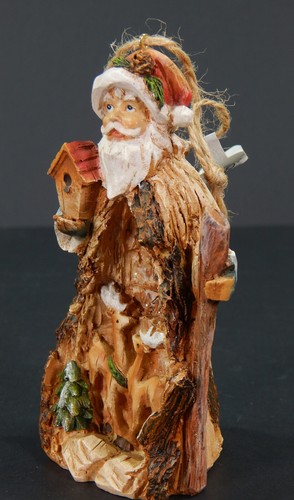VTG ROMAN RESIN SCULPTURE CHRISTMAS ORNAMENT WOOD LOOK SANTA REINDEER BIRDHOUSE - Picture 8 of 10