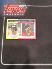 2024 Topps Heritage Baseball Stolen Base Leaders 2023 Flip Stock Acuna Ruiz SSP
