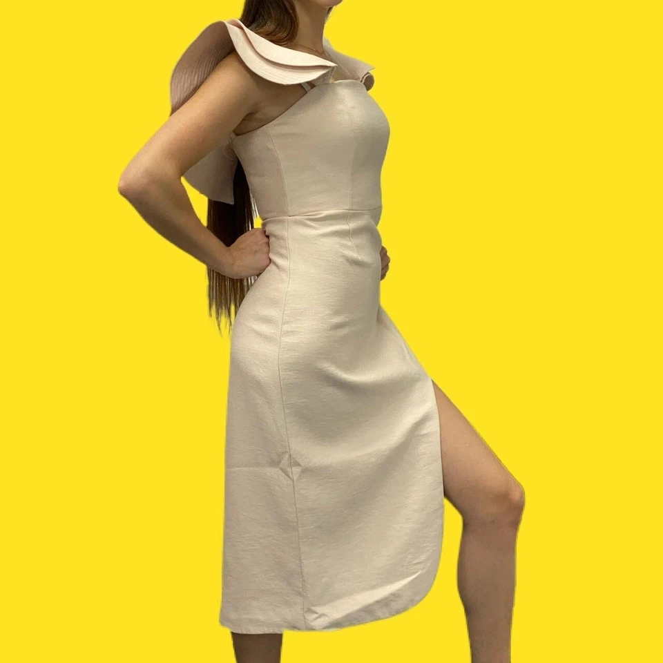 C/MEO COLLECTIVE First Impression Dress, Delicate Ruffled Neckline, Blush, Large - Image 2 of 4