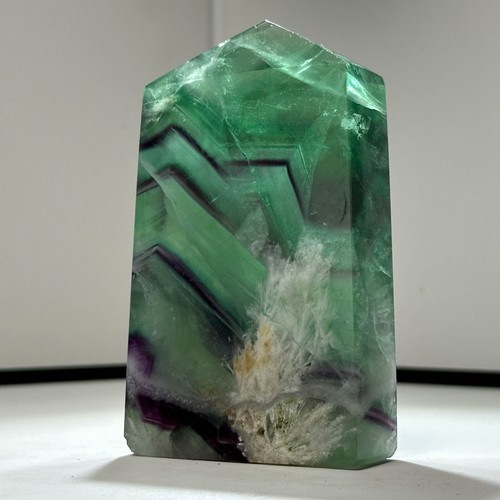 205G Feather Fluorite Point Tower Obelisk Quartz Crystal Healing Reiki - Picture 4 of 12
