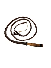 Bull Whip  Vintage 6 Ft. Braided Cowhide Leather Wood Handle Rodeo 6 Foot