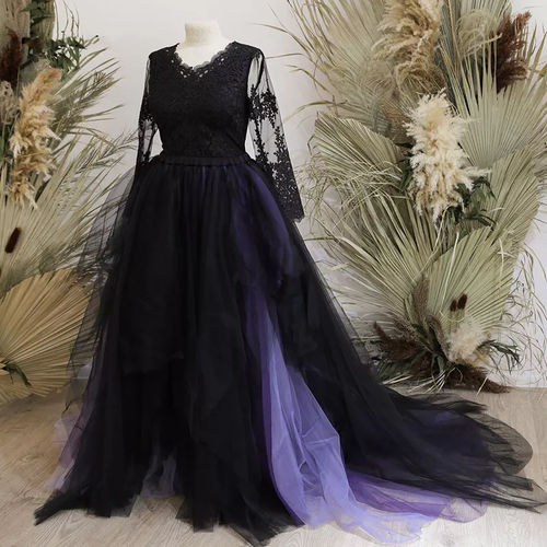 Purple and Black Gothic Wedding Dresses 