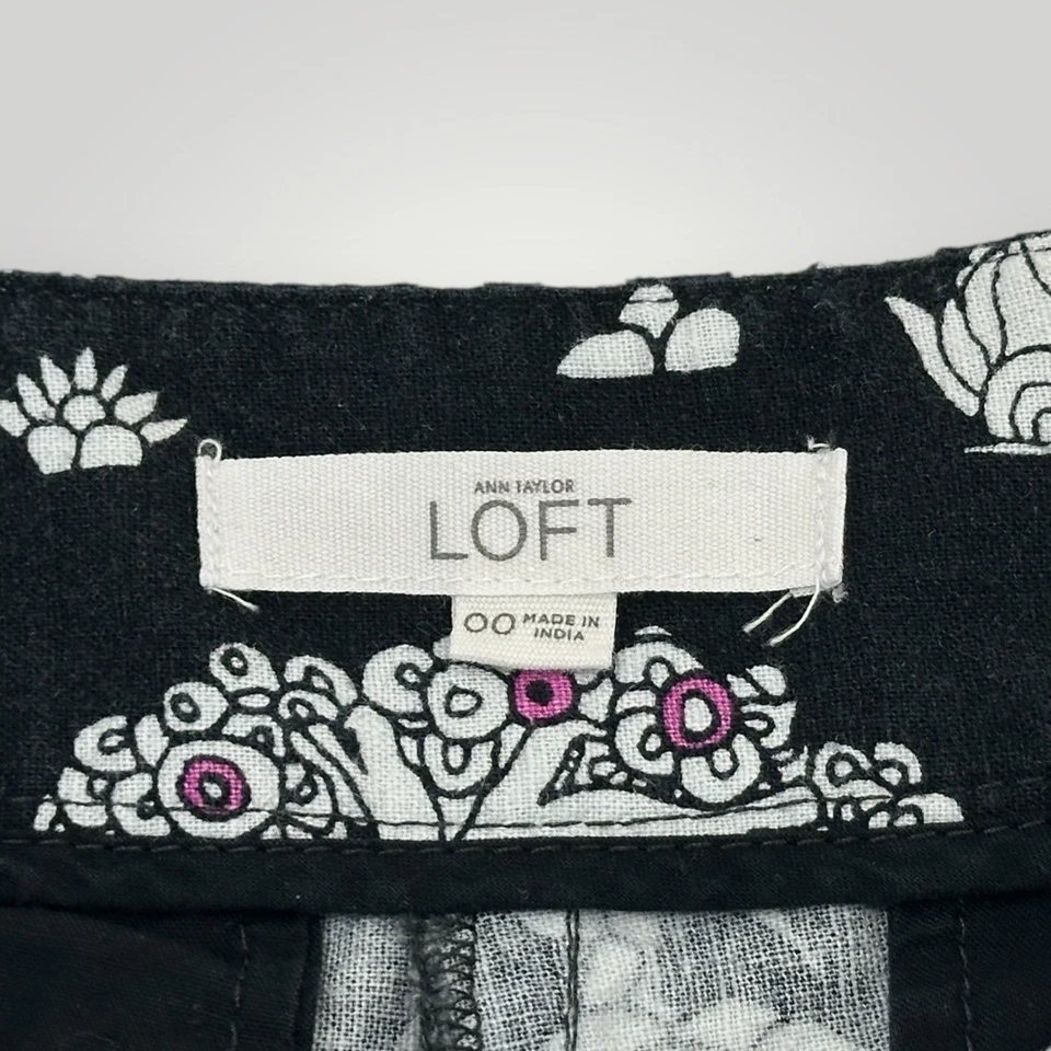 Ann Taylor Loft The Riviera Shorts Linen Blend Womans Size 00 Elephants Palms - Image 4 of 4