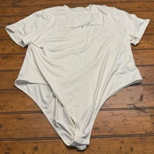 Women's Cream "energetic" Graphic Short Sleeve Bodysuit Size 5XL