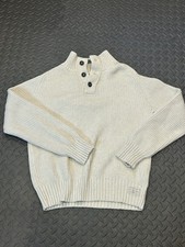 American Eagle Beige Pullover 1/4 Mock Neck Button Up Sweater Athletic Fit Large