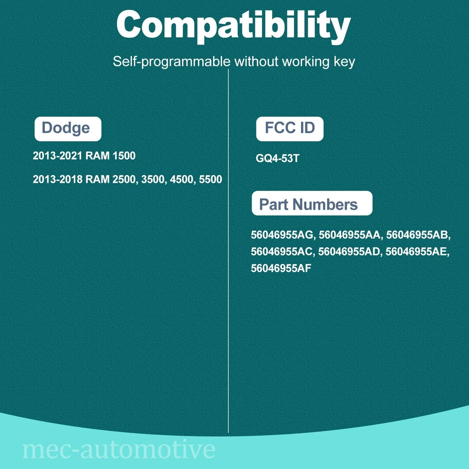 2 para Dodge Ram 1500 2500 3500 2013 2014 2015 2016 2017 mando a distancia GQ4-53T Foto 2 de 2
