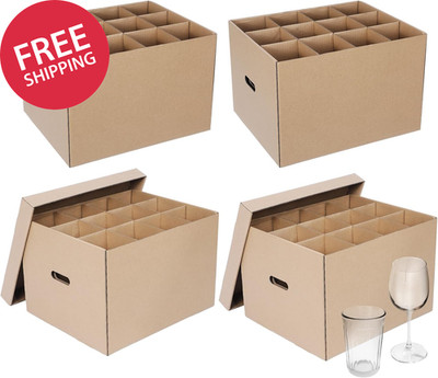 4 Pack Wine Glass Moving Boxes Kitchen Moving Boxes with Handle Kit Packing