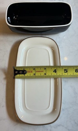 Mikasa State House 1/4 Pound Covered Butter Dish NWOT Ivory/Black/Gold *RARE!!* - Picture 7 of 8