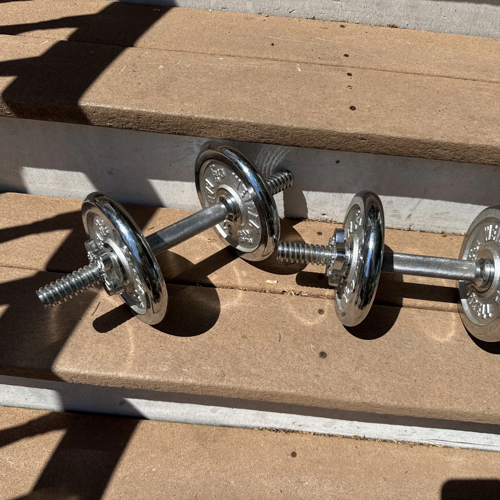 Vintage Weider Chrome Dumbbell Set Screw Collar 4x5lb