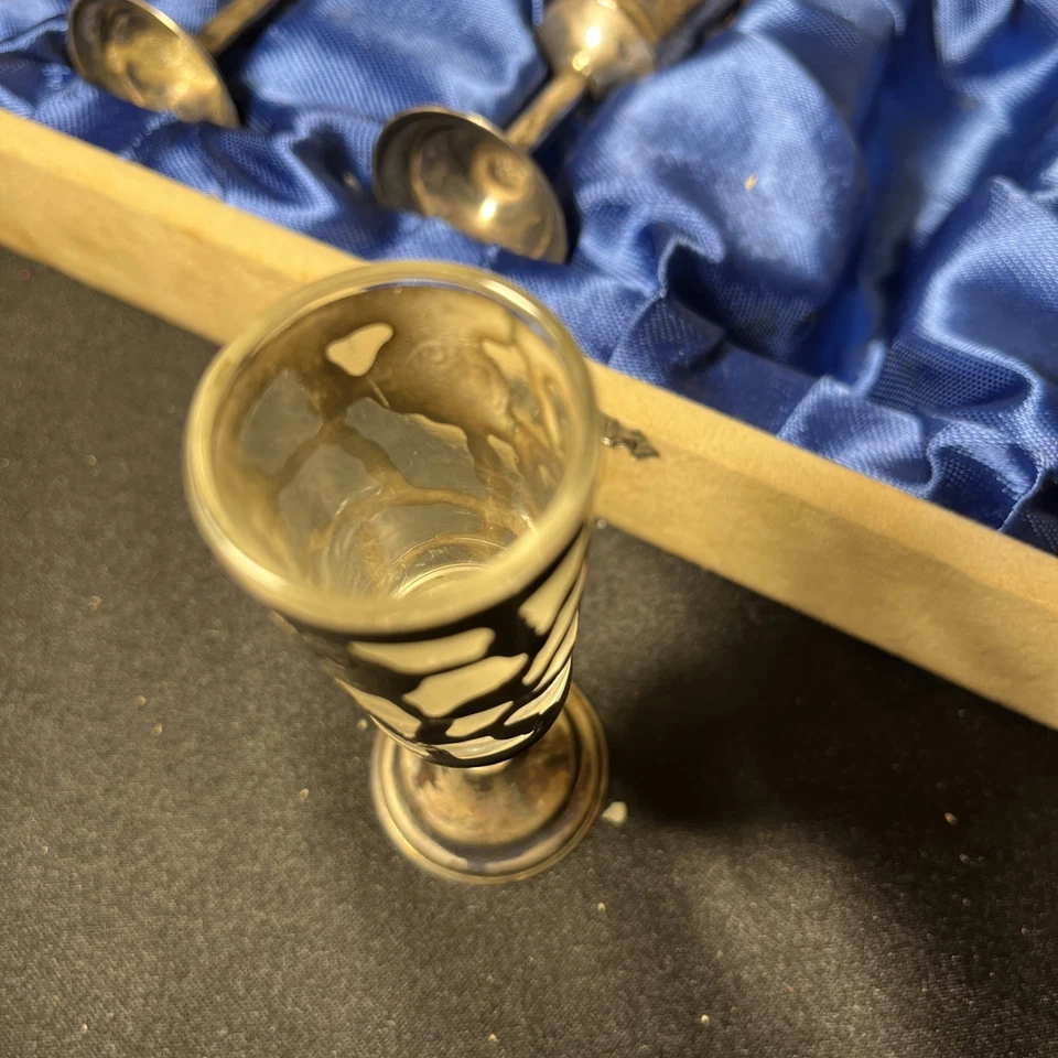 Copo de tiro cordial mexicano floral rosa prata esterlina sobreposição conjunto de caixa de veludo/6 - Imagem 3 de 4