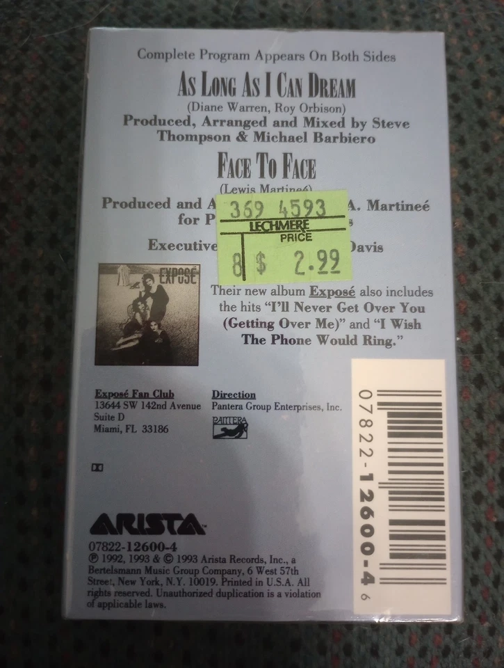 Expose As Long As I Can Dream (Cassette) Single Sealed - Image 2 of 2