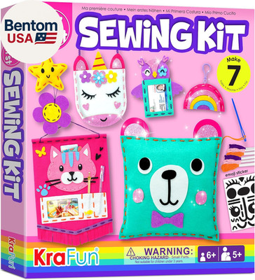 My First Sewing Kit for Beginner Kids Arts & Crafts, 7 Easy DIY Projects of Stuf