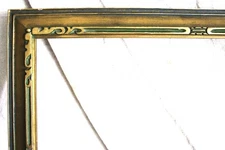 ANTIQUE FITS 11 X 16" ARTS CRAFTS ORNATE WOOD ART DECO CARVED GREEN GOLD GILT