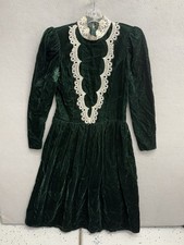 VTG Jessica McClintock Gunne Sax Floral Lace Collar Prairie 80's Midi Dress 13