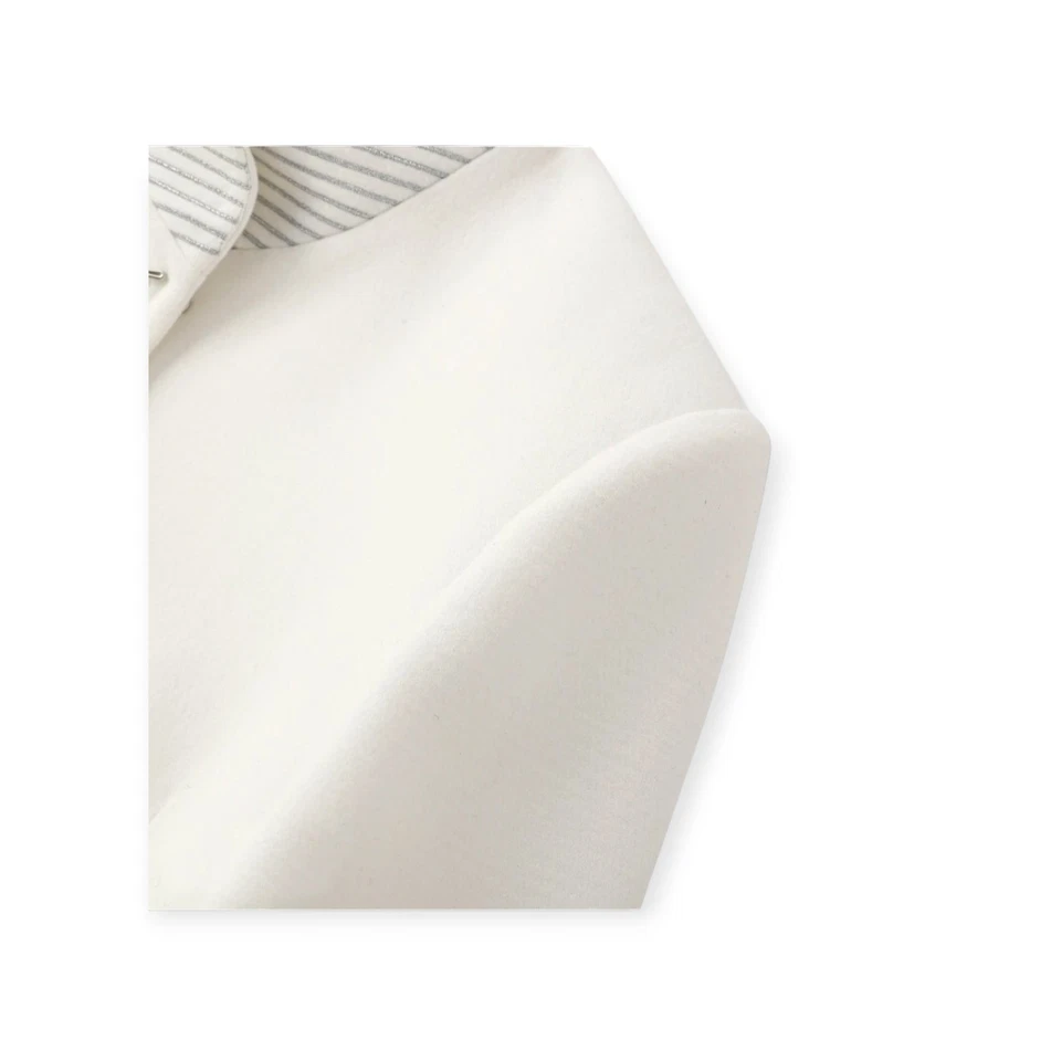 Blazer Chaqueta Recortada Hecha a Mano Blanca de Inspiración Militar Cuello a Rayas Talla S,M,L Foto 4 de 4