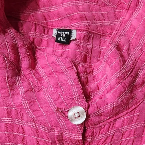 Vestido para matar a Jane Mohr rosa con botones dobladillo asimétrico de algodón talla única Foto 4 de 4