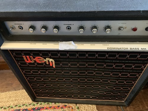 Vintage 1970s WEM Watkins Dominator Bass MK1 1x15 Valve Guitar Amplifier Combo