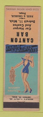 Matchbook Cover - Canton Bar Detroit MI pinup