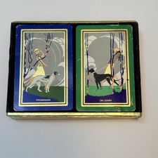 VTG Congress Art Deco Lady And Dog Double Dec...