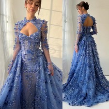 Luxury 3D Decal Off Shoulder Wedding Dresses Layered Ruffle Detachable Train