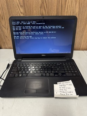 Dell Inspiron 3521 i3-3217U 6GB No HDD/SSD Boots to BIOS   AS-IS Parts