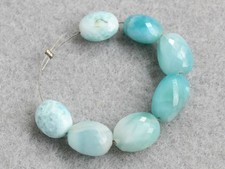 Natural Ocean Blue Untreated Larimar Faceted Oval Beads
