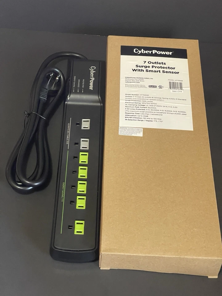 2 CyberPower Tier 2 Advanced Power Strip SurgeProtectors w/Smart Sensor HT705GR - Image 4 of 4