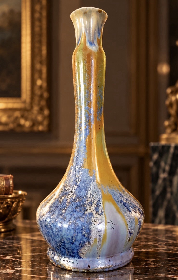 RARE KPM JUGENDSTIL CRYSTALLINE GLAZED POTTERY VASE ALBERT HEINECKE