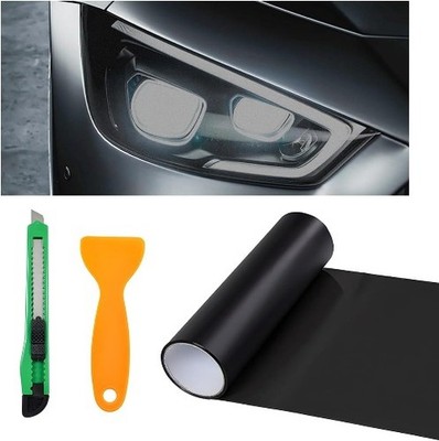 Car Light Tint Film, 11.8'' × 47.2'' Self-Adhesive Auto Light Color: Matte Black