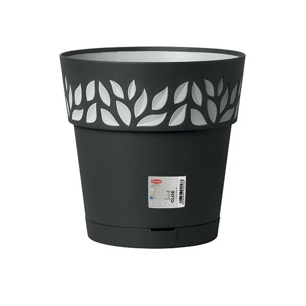 STEFANPLAST Cloe Pot 30cm Self Watering Graphite Plus Bright Light Grey Outdoor Garden Pot