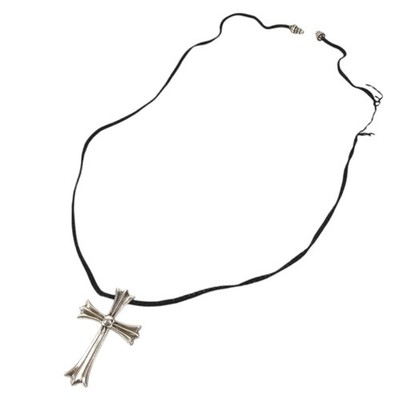 CHROME HEARTS CROSS LARGE CH Cross Large Choker Pendant Leather