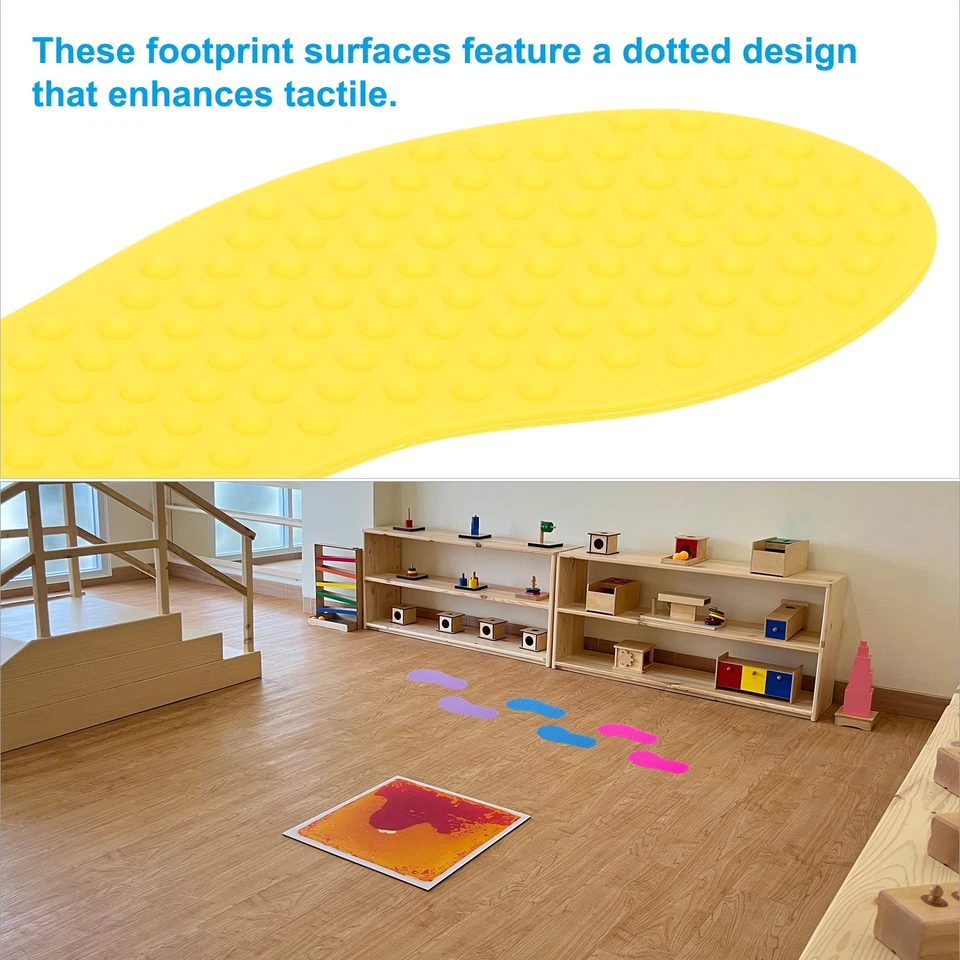 4 Pairs Feet Markers for Classroom Plastic Floor Foot Shaped Markers Yellow - Image 3 of 4
